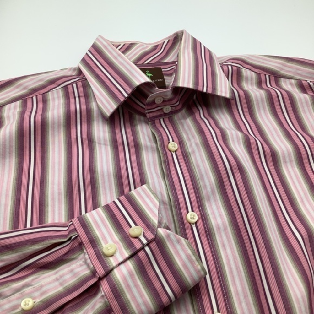 Tailorbyrd Mens Long Sleeve Button Up Pink Striped Shirt Sz‎ XXL.
